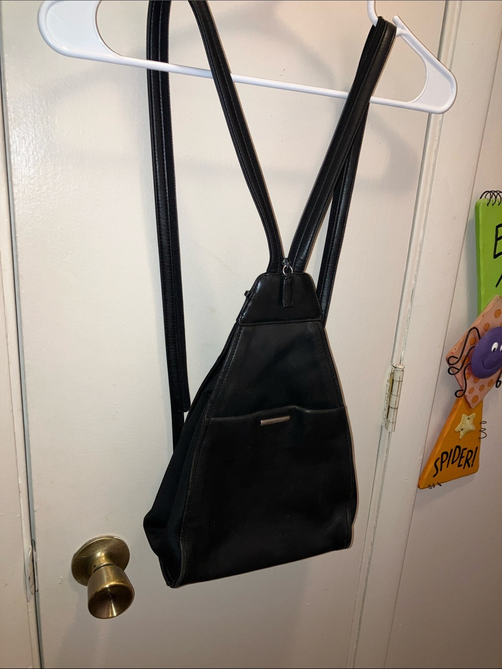 Nine West Black Leather Backpack Purse